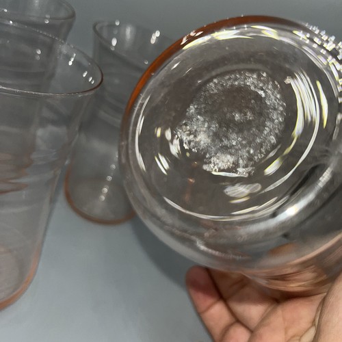 Handblown Pink Depression Glass Ribbed Tumblers MacBeth Evans Set Of 5 - Picture 2 of 4