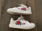 Rare!! White Leather Sneakers Shoes Embroidery Toddler Girl’s Sz 10/ 29cm Easter — photo 3