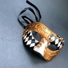 Halloween Masquerade Mask For man black gold silver Costume school Prom Party