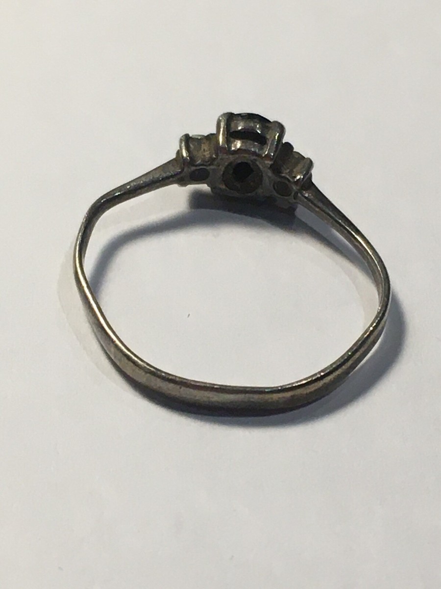 Bague Ancienne En Argent Avec Pierre Type Onyx - Taille 60 - Occasion