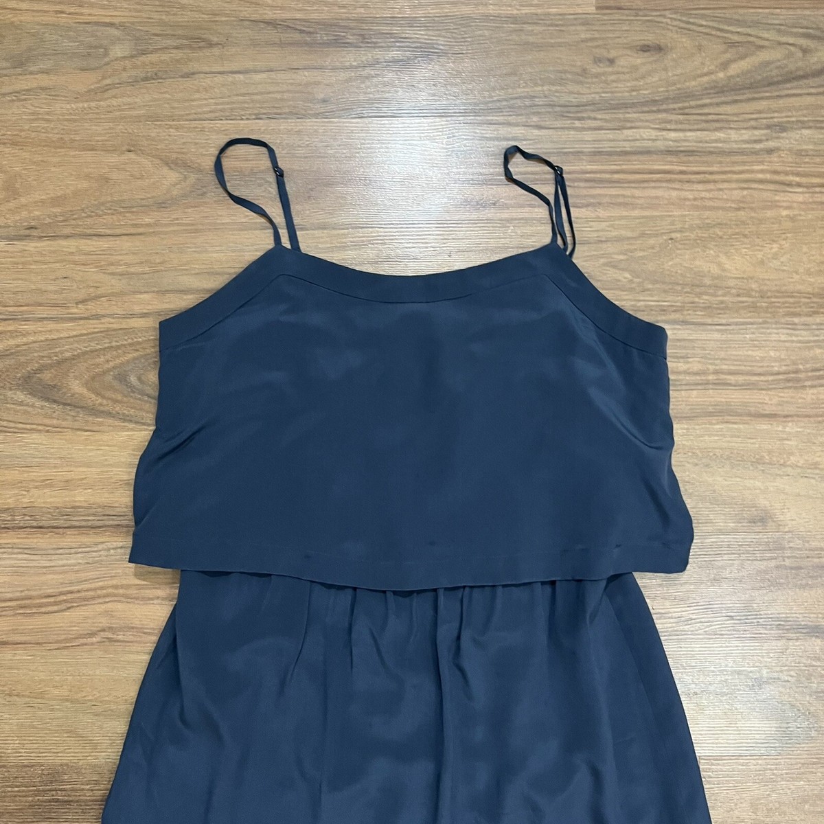 madewell silk overlay cami dress Madewell Blue Silk Overlay Cami Dress Womens Small Adjustable Strap