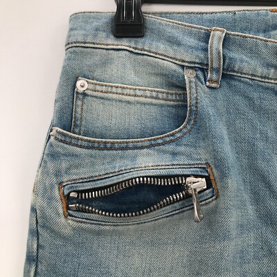 Balmain Paris Jeans Mens 31 x 29 Blue Pants Denim Moto Biker