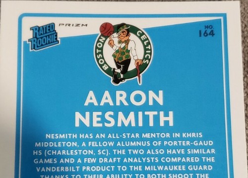 2020-21 Donruss Optic Basketball Aaron Nesmith RC Fanatics Silver Prizm Celtics - Picture 3 of 3