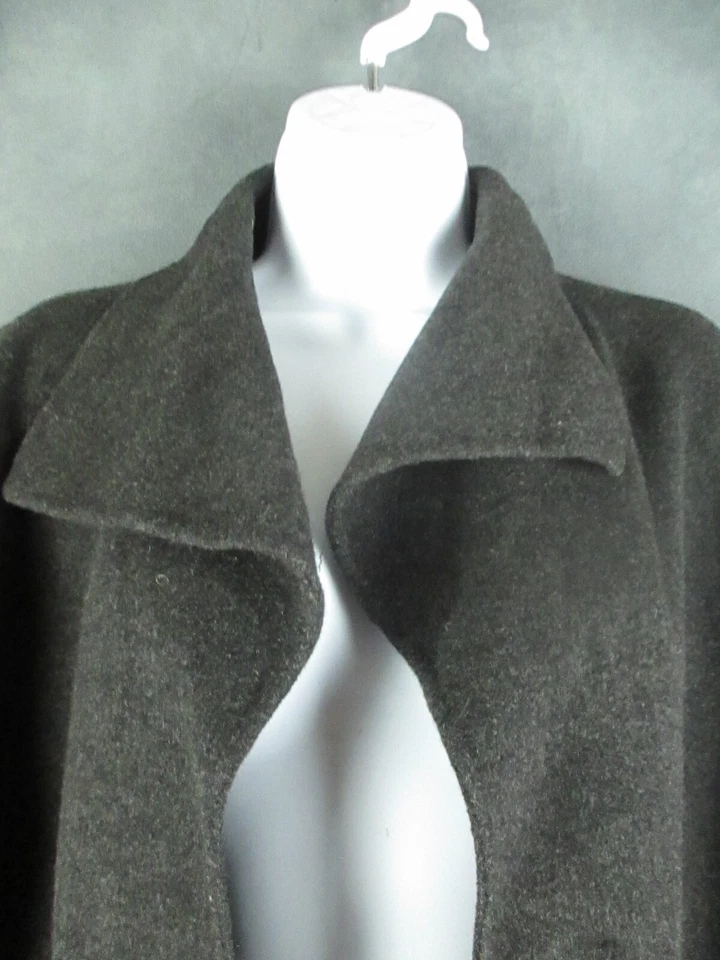 Carole маленький свитер пальто XL уголь серый нашивка карманы 100% шерсти средней длины - Изображение 2 из 4