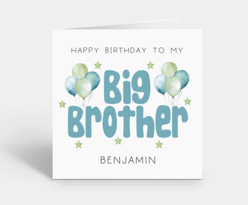 Personalised Big Brother Birthday Card Happy Birthday Balloons - Picture 1 of 2