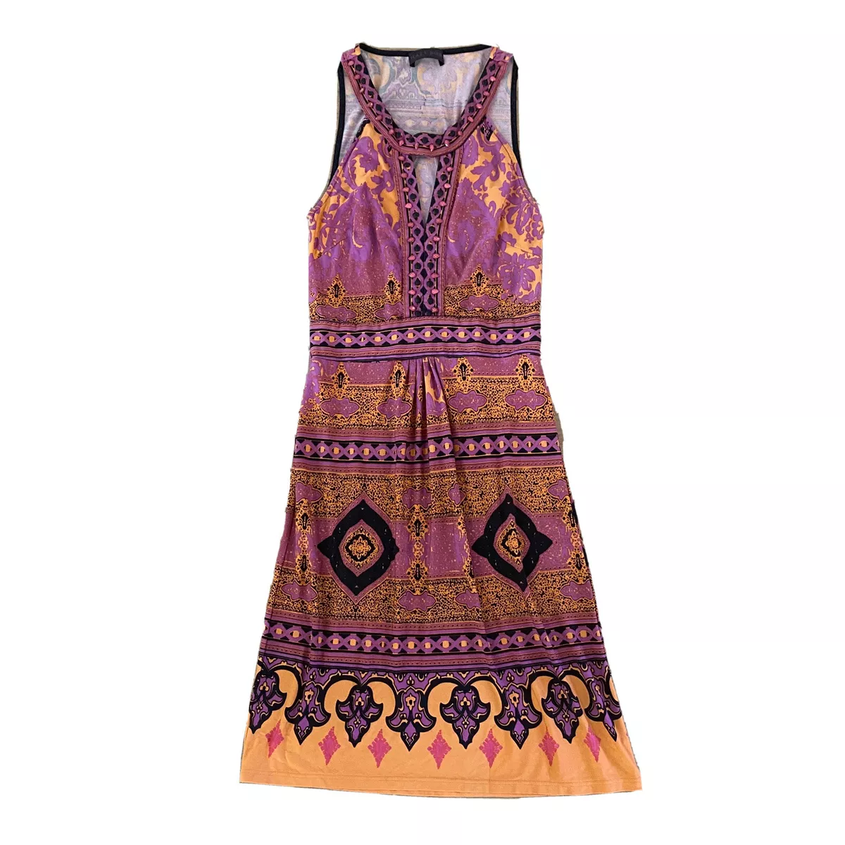 Hale Bob Woman s Sleeveless Beaded Boho Style Straight Dress