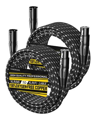 XLR Cables 25ft 2 Pack Durable Nylon Braided XLR Microphone Cable, Mic Cable,...