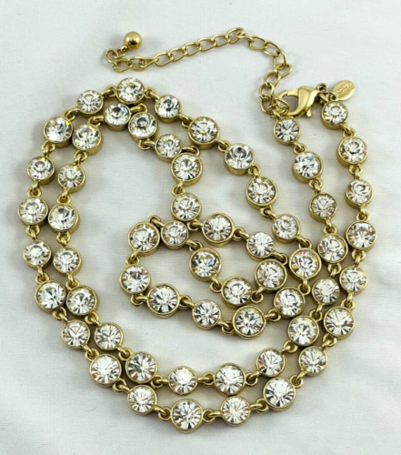 CHICO'S Pave Faceted Crystal Rhinestone Gold Tone Long Necklace - Afbeelding 1 van 7