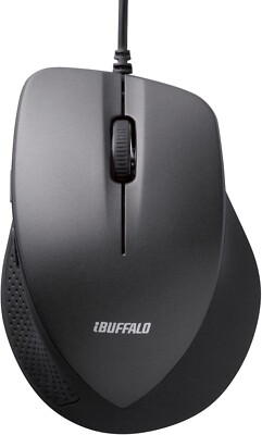 BUFFALO wired BlueLED mouse silent 5 button Black BSMBU19BK