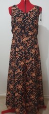 BNWT DAVID LAWRENCE Designer Black & Orange Leaf A-Line Midi Dress S12 RRP$300