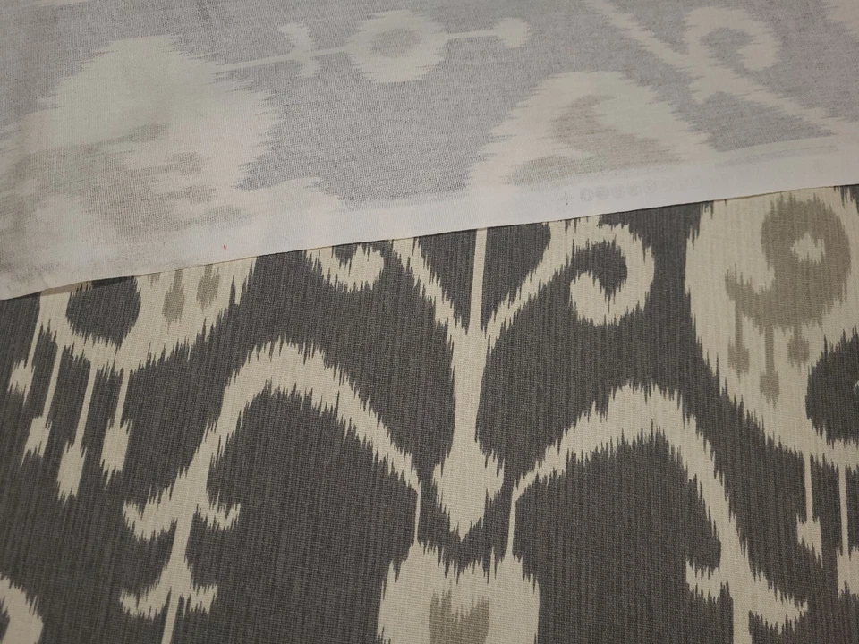 Waverly JAVA PEWTER Cotton Gray Paisley Ikat Drapery Uph Fabric - Image 2 of 4