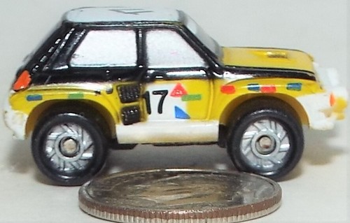 Small Micro Machine Renault 5 Turbo Rally Car number 17 in Yellow and White - Picture 2 of 3