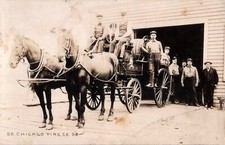 South Chicago Illinois Horsedrawn Fire Wagon Co 58 1910s RPPC Postcard COPY