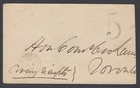 Canada 1869 Stampless cover, Barrie and "5" to Toronto
