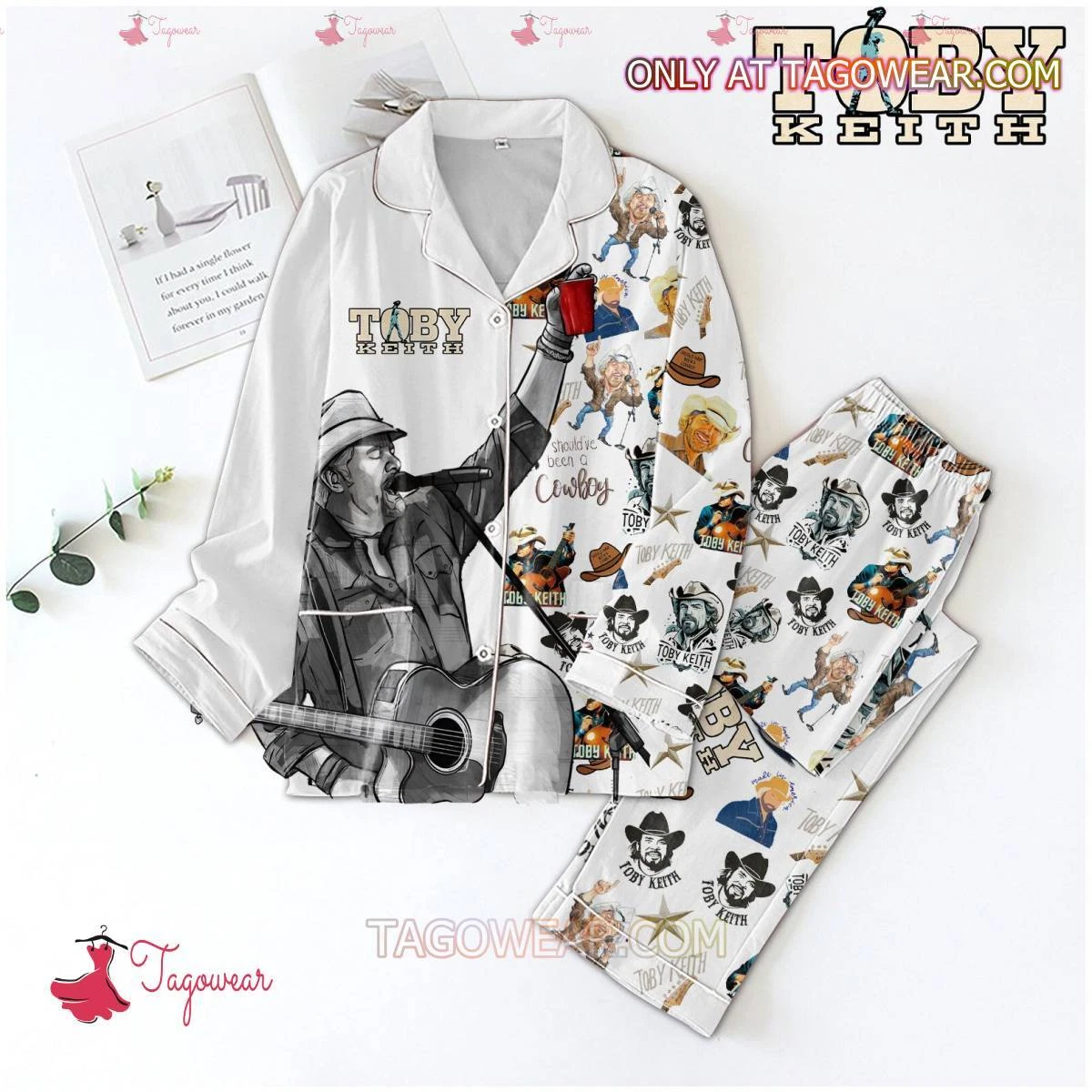 Toby Keith Stickers Printed Men Women’s Pajamas Set