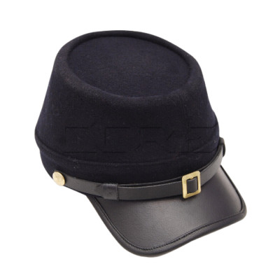 Civil War Confederate Navy Curved Leather Peak Kepi Plain Kepi Hat