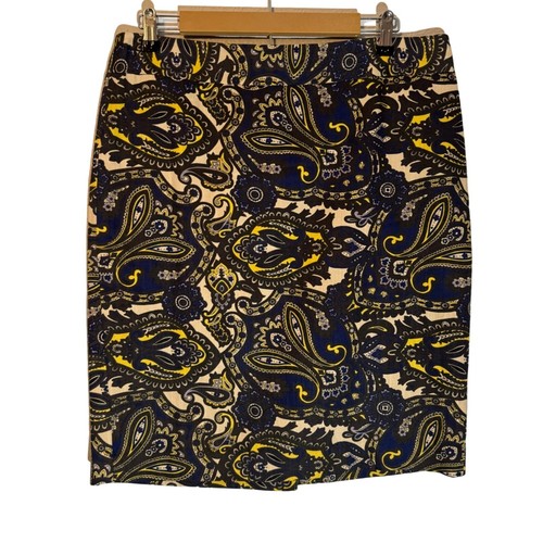 Jupe Patineuse (A-Line) Ann Taylor En Coton - Imprimé Floral/paisley Kaki/sauge - Taille 6 - Au-dessus Du Genou