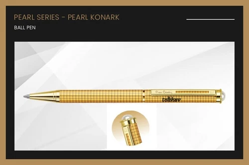 Pierre Cardin Pearl Konark Satin Gold Ball Point Pen GT Blue Ink Steel New Gift