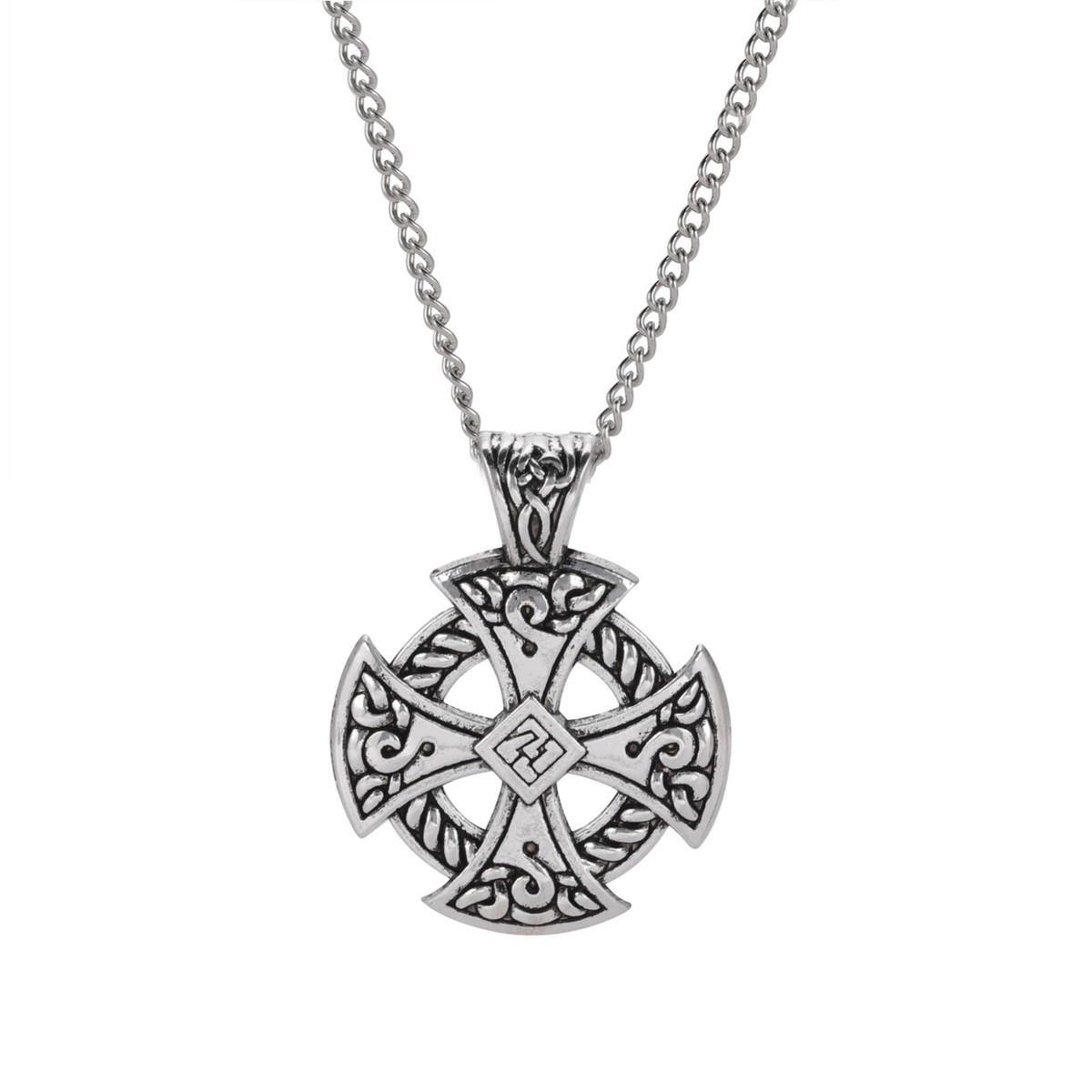 Cross Pendant Viking Shield Necklace Celtic Knot Christian Druid Jewelry  Gift