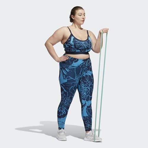 Adidas Women's Light-Support Flower-Print Bra, Craft Blue/Legend Ink - Picture 3 of 6