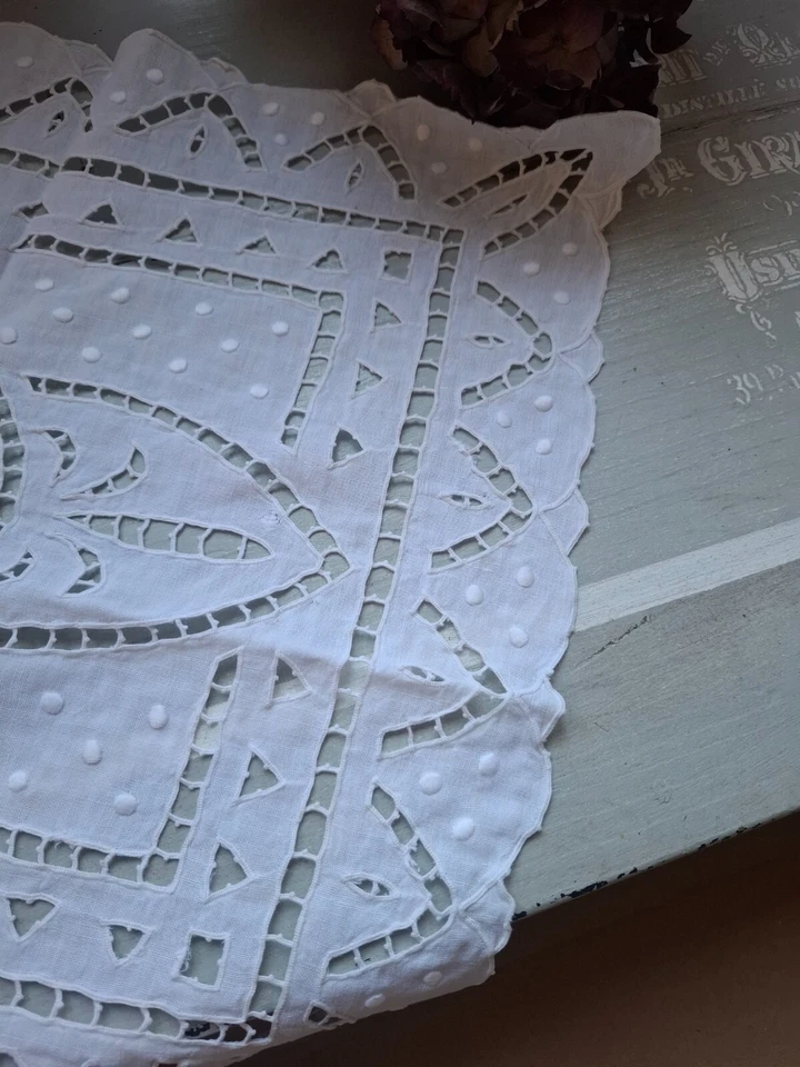 ancien napperon chemin de table decor déco shabby - Photo 4/4