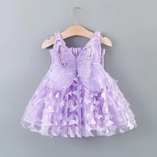 Kids Pink Dress Outfit Set Baby Girls Butterfly Top Summer Clothes