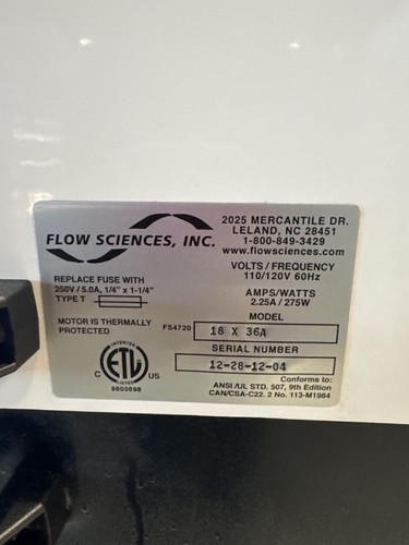 Flow Sciences FS4720 24x14 Enclosure Laminar Flow Hood Fan Box, FS-4720 - Fair - 第 5/7 張圖片
