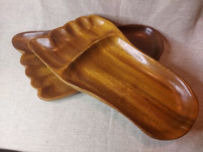 Paar Vintage echte Regenbaum Holz große Füße Fußabdruck Platten, Holzplatte B