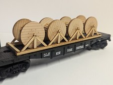 CUSTOMIZABLE O Scale Cable Reel Freight Flat Train Car Load Wood Kit Wire Spools