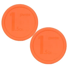 Pyrex 323-PC 8.5" Round Orange Storage Lid Cover 2PK for 1.5Qt Glass Mixing Bowl