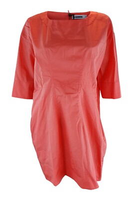 JIL SANDER Coral Pink Cotton Short Sleeved Shift Dress (DE 36 | UK 8 | US 4)
