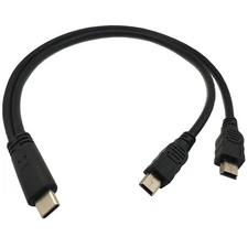 USB Type C Male to 2 Dual Mini Male Y Splitter Extension Charging Charger Cable