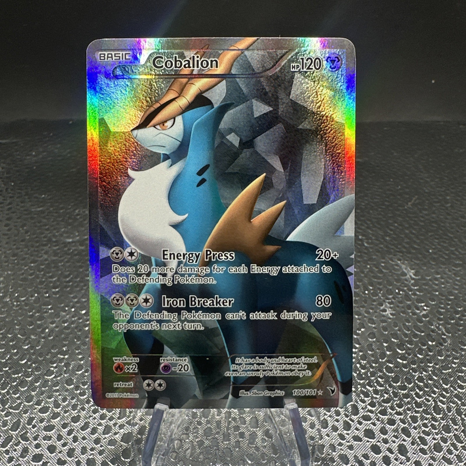 Cobalion 100/101 Holo Full Art Ultra Rare Pokemon TCG Card BW Noble Victories NM