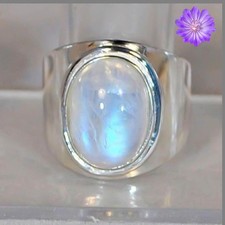 Rainbow Moonstone Gemstone 925 Sterling Silver Ring Handmade Jewelry Ring