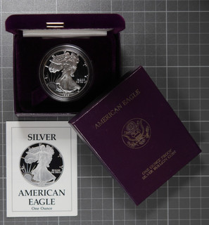 TREFF USA 1 oz Silber 1 Dollar 1989 S Eagle PP OVP #Schön 216