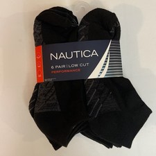 NAUTICA  Men's 6 PAIR Black low cut SOCKS Performance"DRI-MOTION" Size 6-12.5