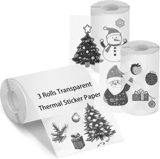 Transparent Self-Adhesive Thermal Paper, Glossy Thermal Printer Paper for Min...