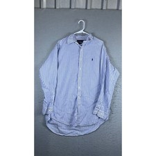 Ralph Lauren Button Down Mens 16 32/33 Blue Striped Excellent Yarmouth Cotton