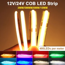 12V 24V 5M 16.4ft COB 480leds/m LED Flexible Strip light Tape Lights Bar Room