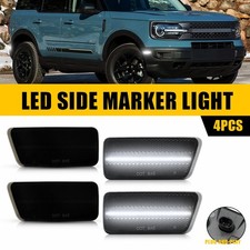 4X Smoked Front Rear LED Side Marker Light For 2021-2023 Ford Bronco Sport White