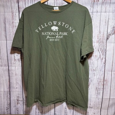Yellowstone National Park Graphic T-Shirt Green Delta Pro Weight Men s XL