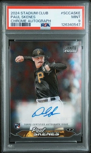 2024 TOPPS STADIUM CLUB ROOKIE AUTO PAUL SKENES PSA 9 CY YOUNG Pirates 🔥