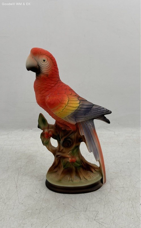 Wales Ceramic Parrot Figurine Hand Painted 10 Inch Vintage Japan 1983 Bird