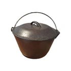 Vintage No. 7 Lodge Cast Iron Flat Bottom Pot Kettle  With Lid