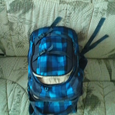 Satch Schulrucksack Karo Blau/Schwarz mit Bru...