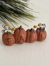 Fall Autumn Saying Stars & Pumpkins Figurine Blossom Bucket Resin Thanksgiving