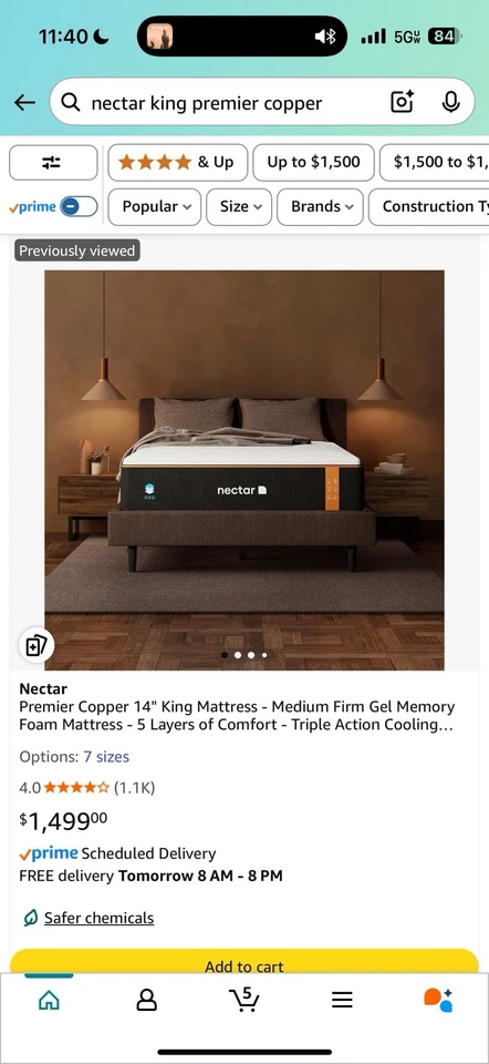 Nectar Premier Copper 14" King Mattress - Medium Firm Gel Memory Foam Mattress - Image 2 of 2