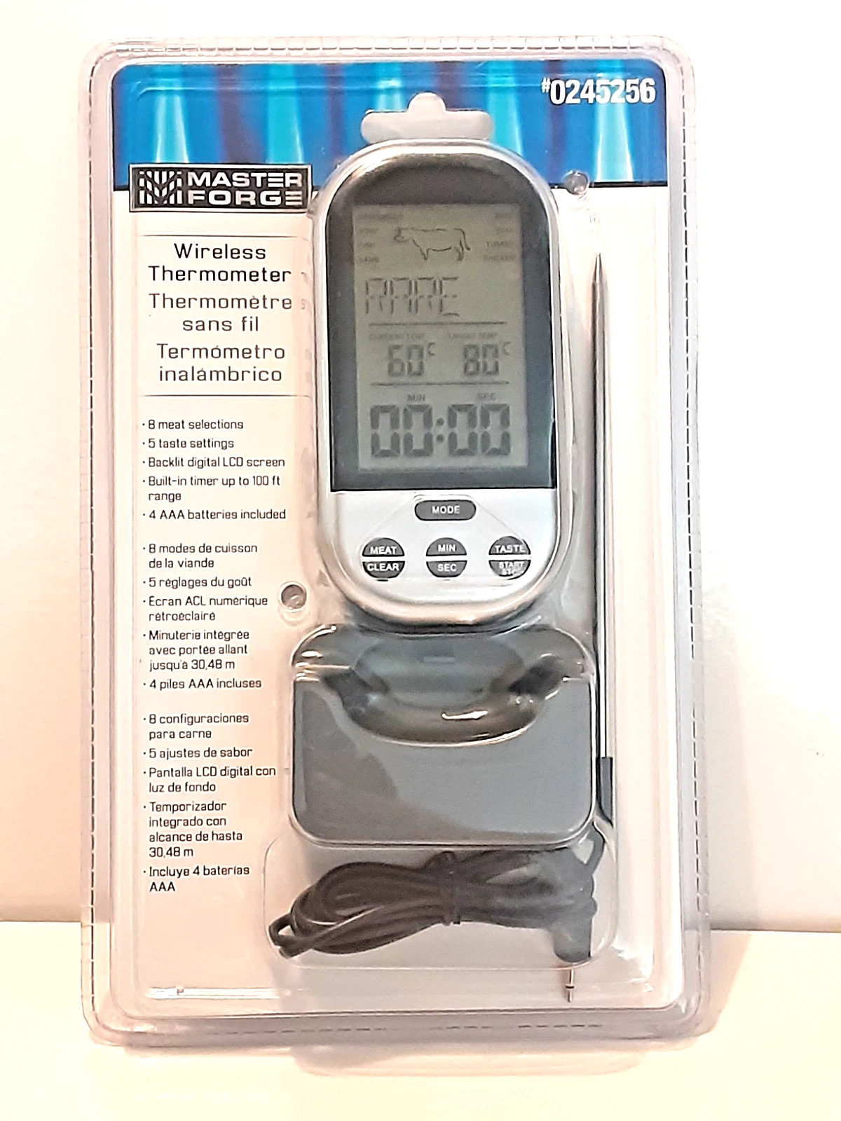 New Master Forge Wireless Meat Thermometer #0245256 Grill Barbecue