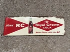 Original 1950s or 1960s Royal Crown Cola Tin Metal Soda Bottle Sign Vintage RC