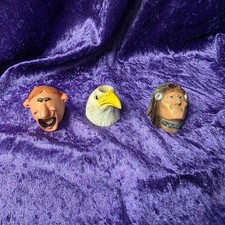Vintage Figural Snuffer Stopper Heads Lot Eagle Aviator Character Folk Art